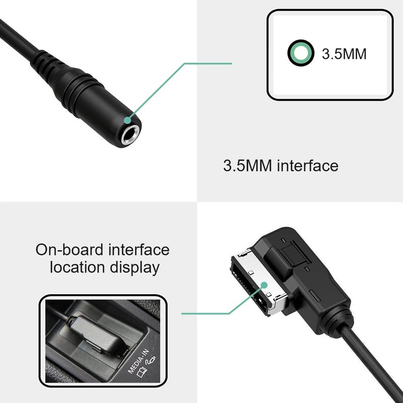 CHELINK كابل واجهة موسيقى CHELINK MI إلى 3.5 مم أنثوي AUX للسيارات بنز، محول صوت جاك ستيريو متوافق مع آي-فون، آي-باد، آي-بود، هواتف أندرويد، مشغل MP3 والمزيد، مناسب لمرسيدس بنز - Image 3